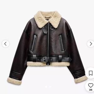 Zara faux leather fleece leather jacket